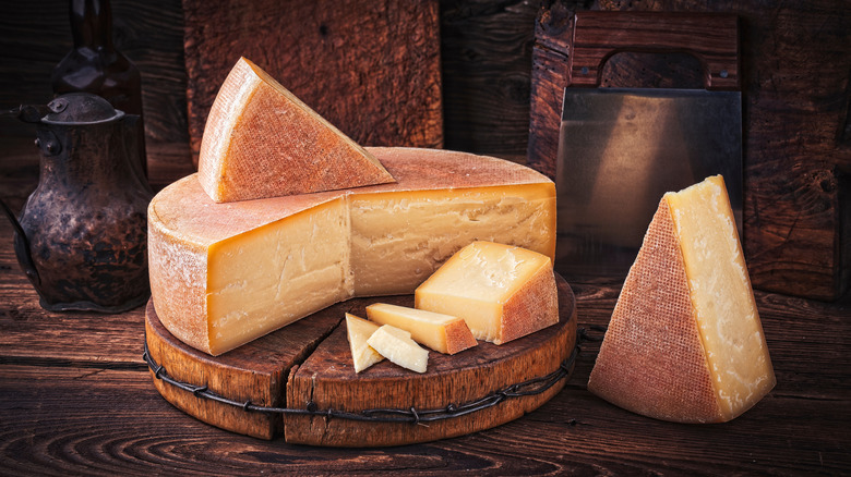 Artisan cheese on a wooden board