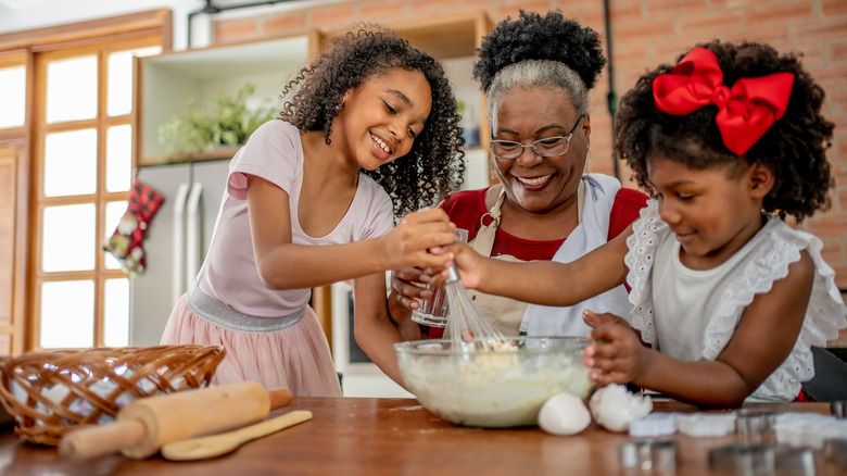 family baking together