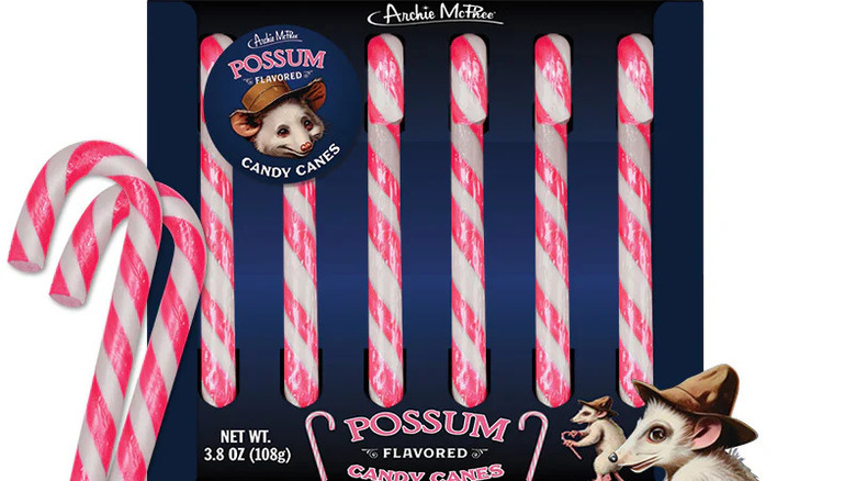 Package of Archie McPhee's Possum Flavored Candy Canes