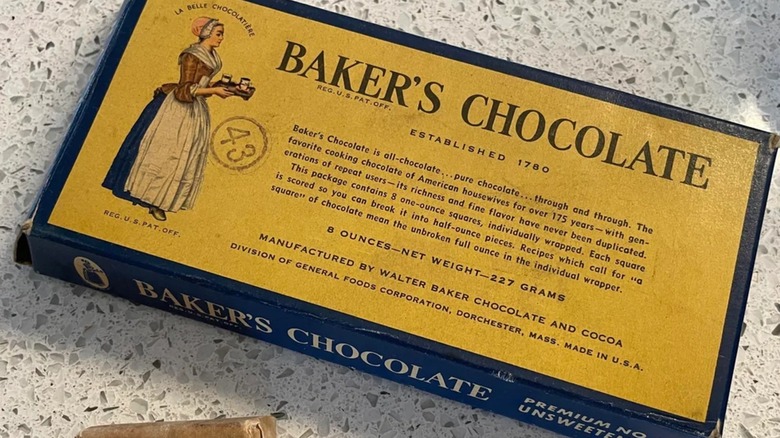 A vintage box of Baker's chocolate