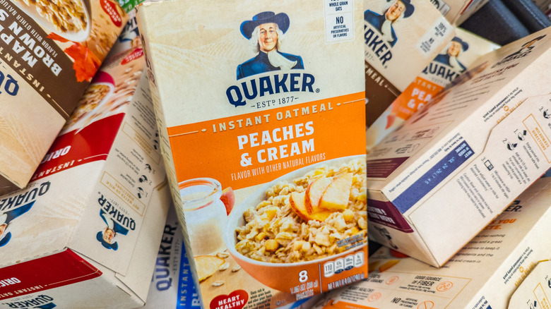Boxes of Quaker Oats instant oatmeal