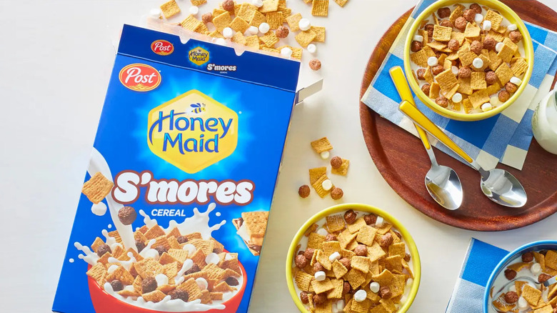 Box and bowl of Honey Maid S'mores cereal