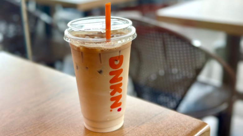 Refreshing large iced latte from Dunkin'