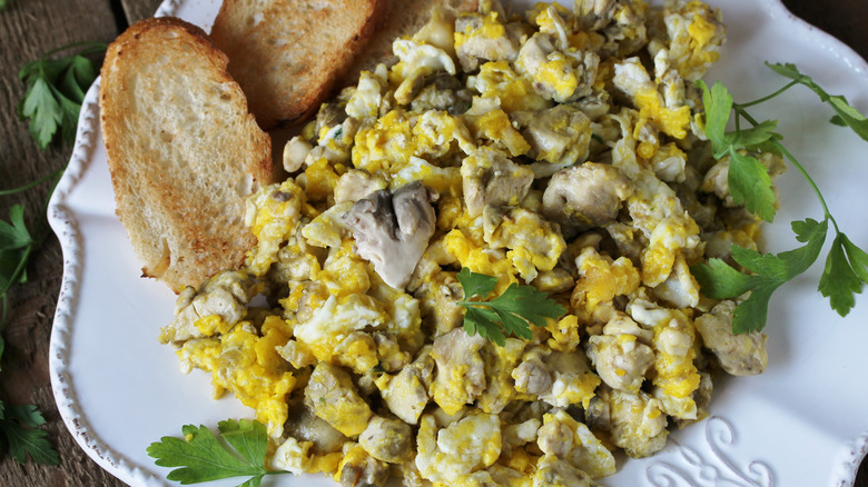 Scrambled eggs with brains for breakfast