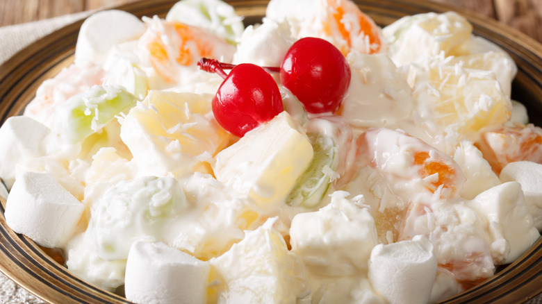 A bowl of ambrosia salad