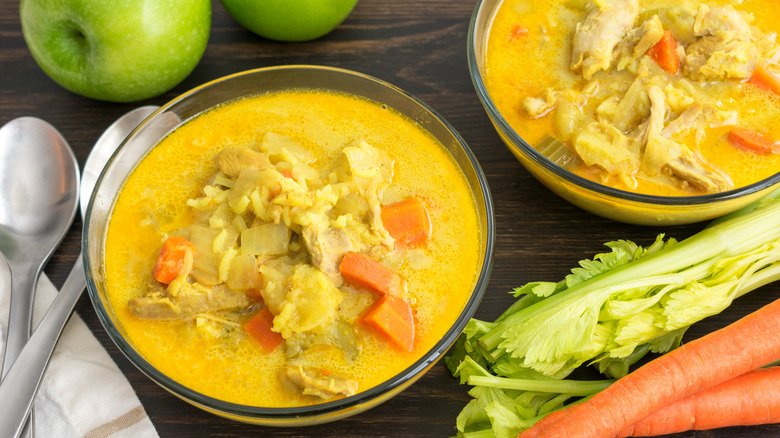 Bowls of Mulligatawny soup