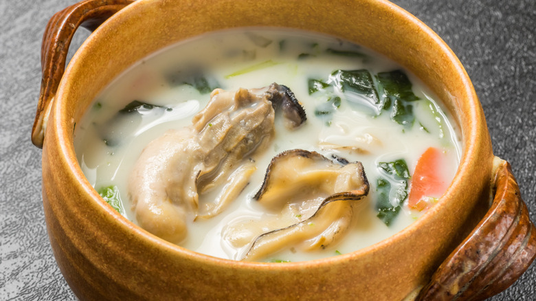 A bowl of oyster winter soup