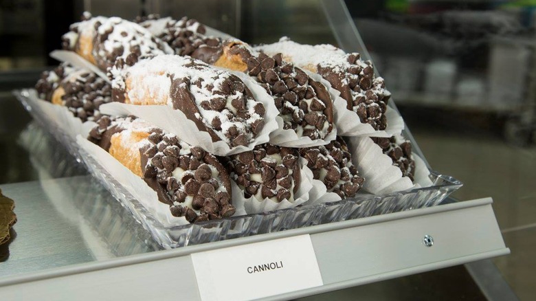 chocolate cannoli with chocolate chips