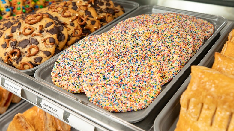 jumbo sugar cookies in bakery case