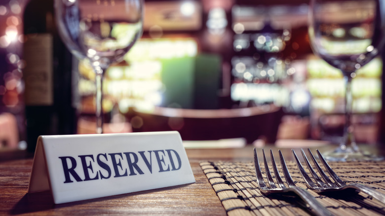 reserved sign on table