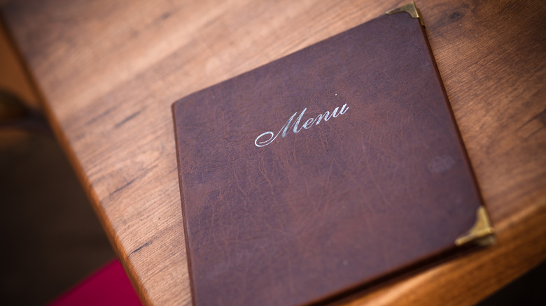 restaurant menu on table
