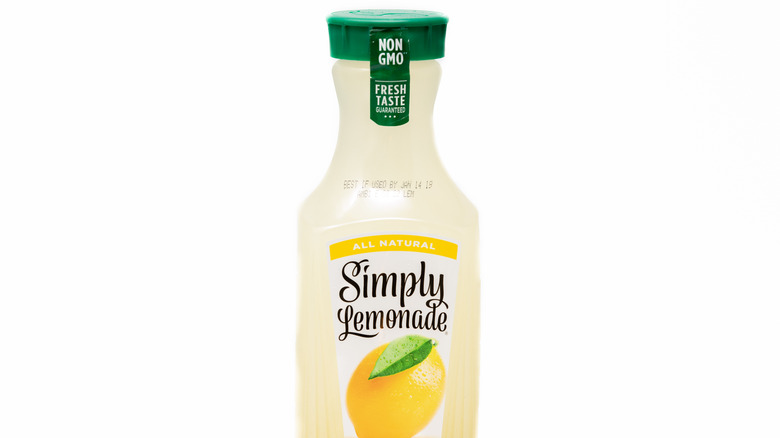 Simply Lemonade bottle on white background