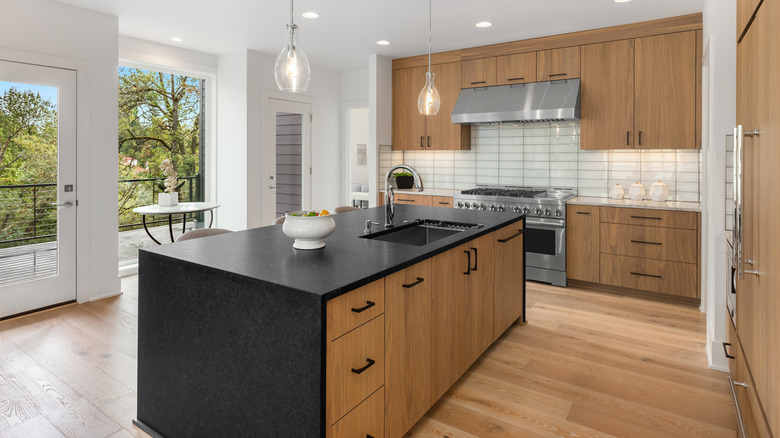 Contemporary kitchen with an island