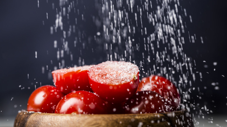 Cherry tomatoes with salt seasoning
