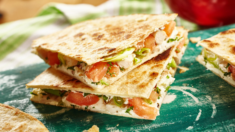 cut turkey quesadilla