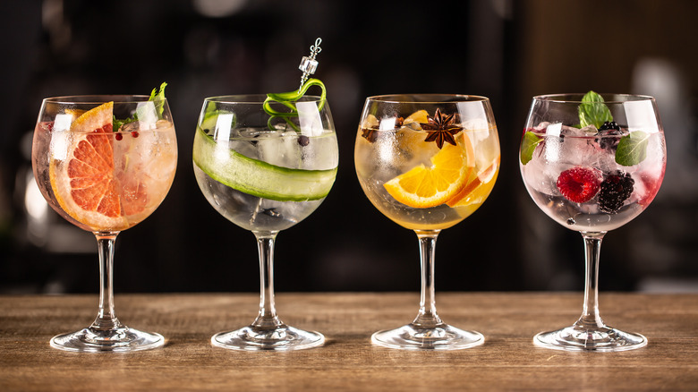 Gin and tonics in gin balloons