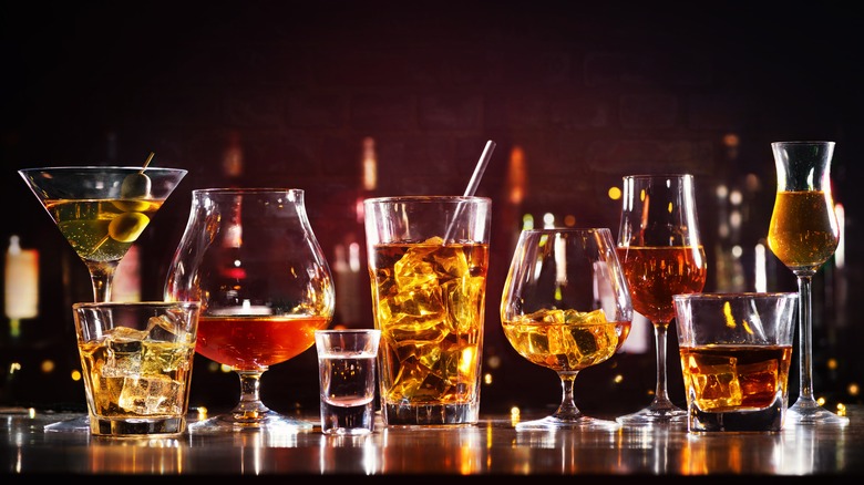 Cocktail glasses on a table