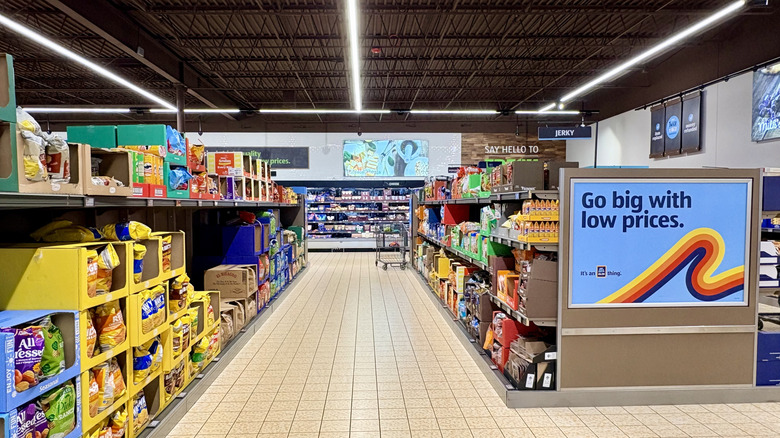 Aldi snack aisle inside store