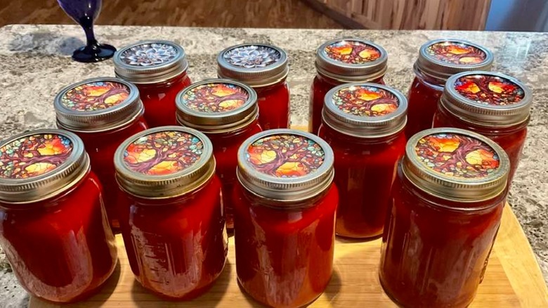 Jars of home-made ketchup