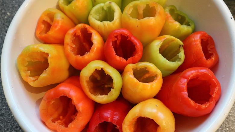 Colorful peppers waiting to be filled