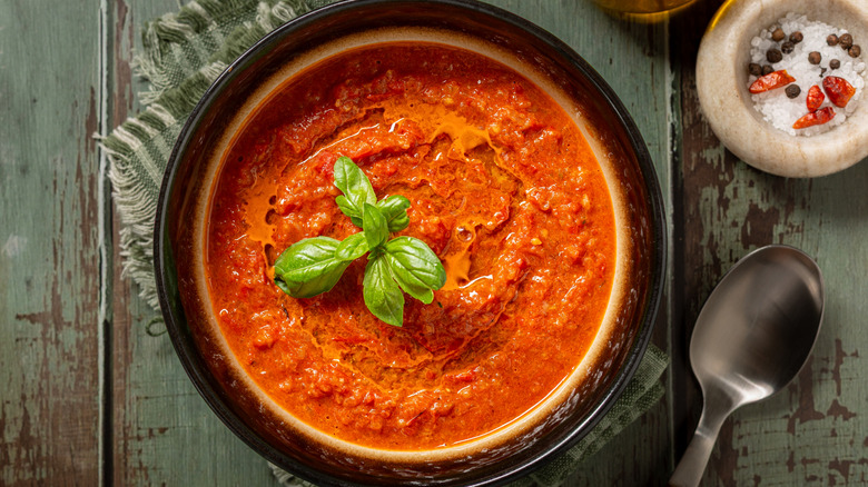 A bowl of gazpacho