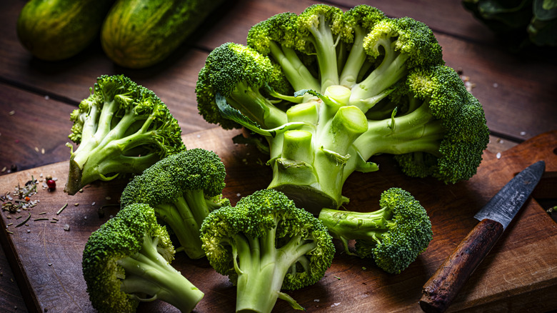 Brocolli on a chopping board