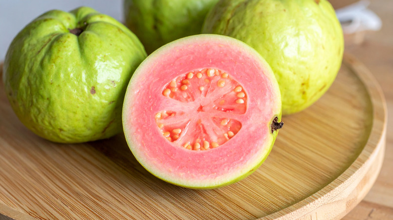 Guava on a wooden board