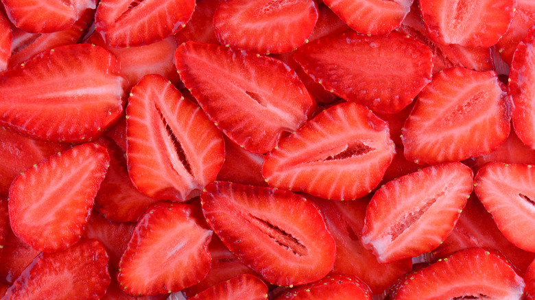 Close-up of sliced straberries