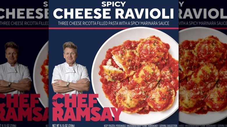 Package of Chef Ramsay Spicy Cheese Ravioli frozen dinner