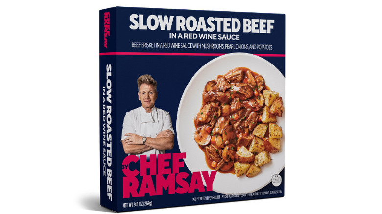 Package of Chef Ramsay Slow Roasted Beef frozen dinner