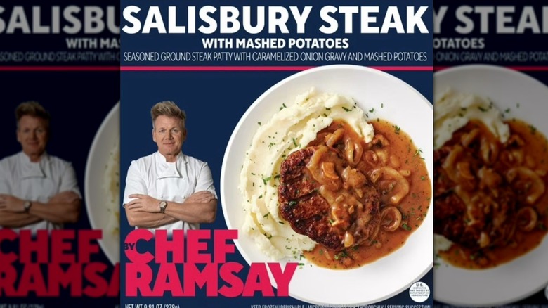 Package of Gordon Ramsay Salisbury Steak frozen dinner