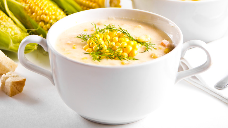 Corn chowder with dill