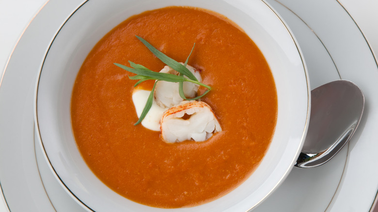 Lobster bisque garnished with tarragon