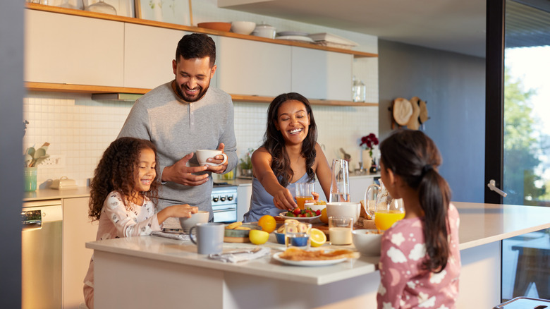 Family enjoying breakfast