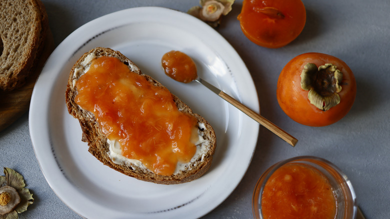 Persimmon paste on bread