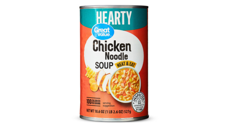 Can of Great Value Hearty Chicken Noodle Soup