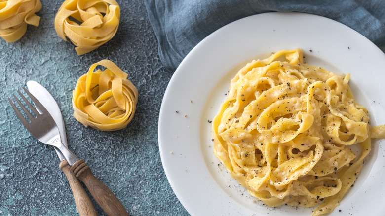 Plate of fettuccine Alfredo