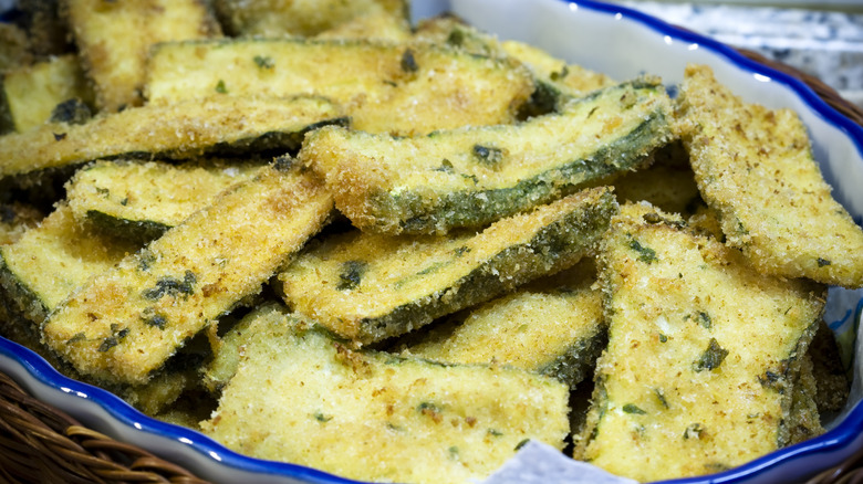 Plate of fried zucchini