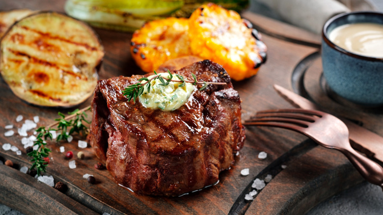 Small steak on a plate