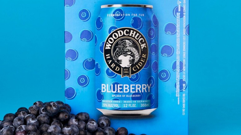 A can of Blueberry hard cider from Woodchuck Cidery
