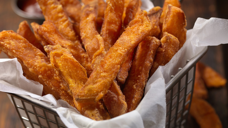 A basket of sweet potato fries