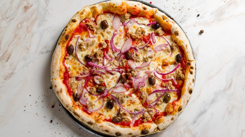 pizza covered in onions