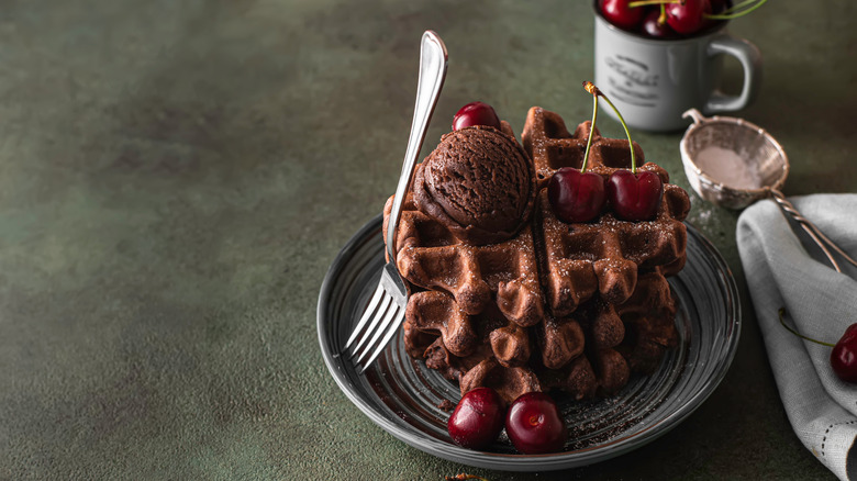 plate with brownie waffle