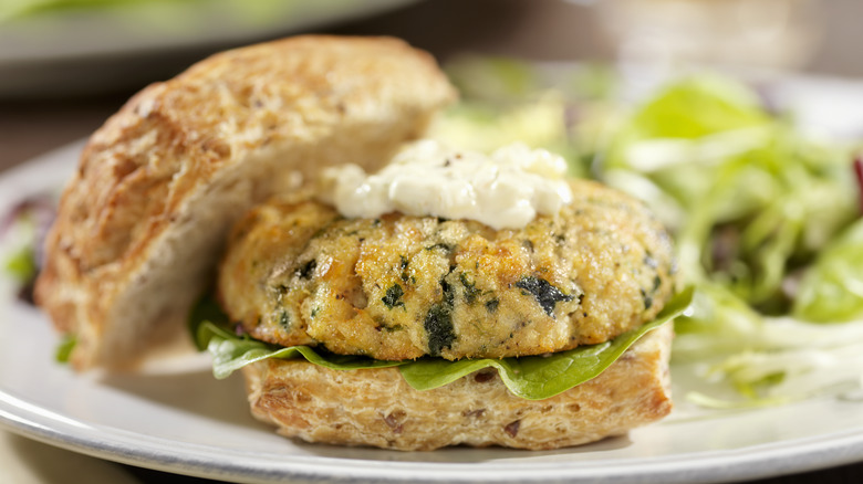 crab cake on burger