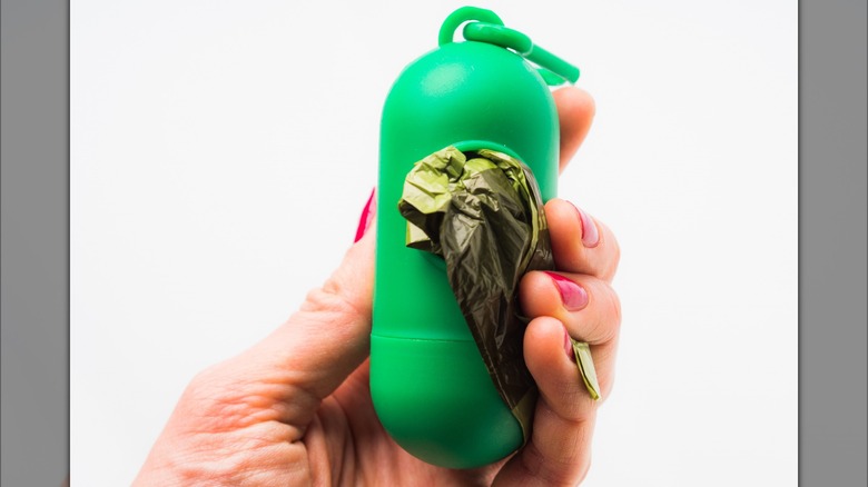 holding poop bags