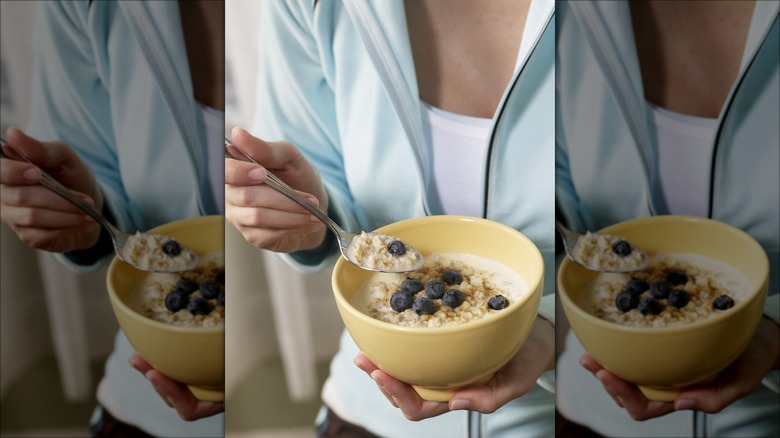 woman eating oatmeal