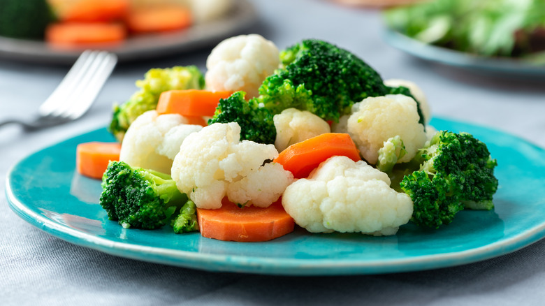 Plate of steamed vegetables