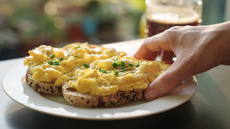Plate of scrambled eggs