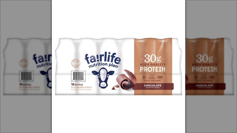 wrapped package of fairlife protein drinks