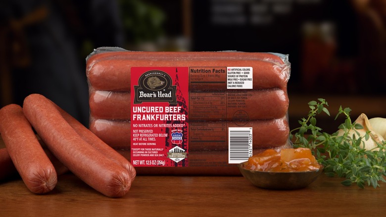 Package of Boar's Head Uncured Beef Frankfurters